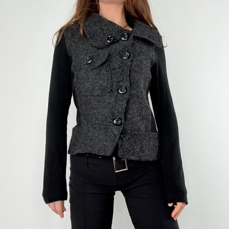 asymmetric wool high neck slouchy jacket