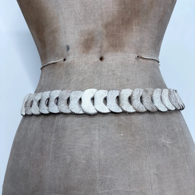 cream pony hair cowhide belt