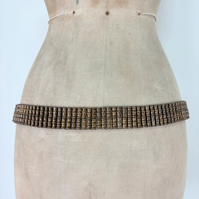 Brown beaded tie up belt