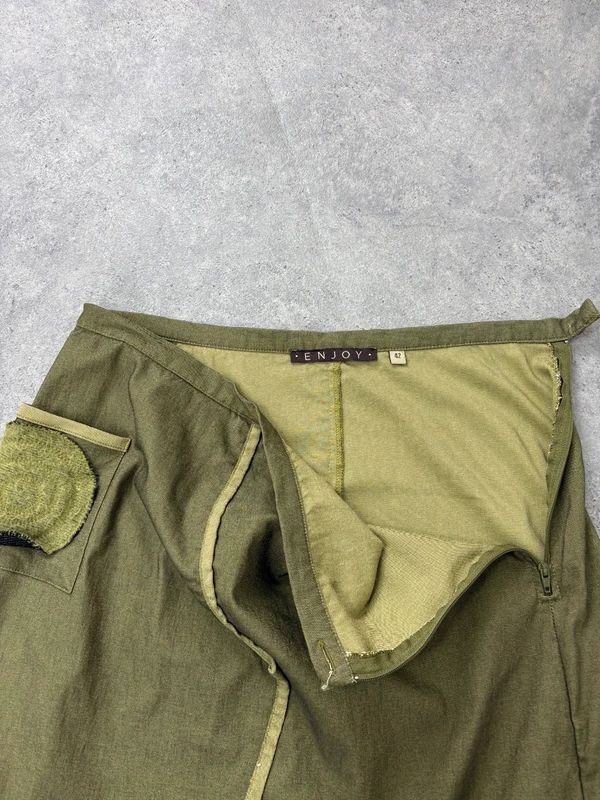 asymmetric khaki maxi skirt
