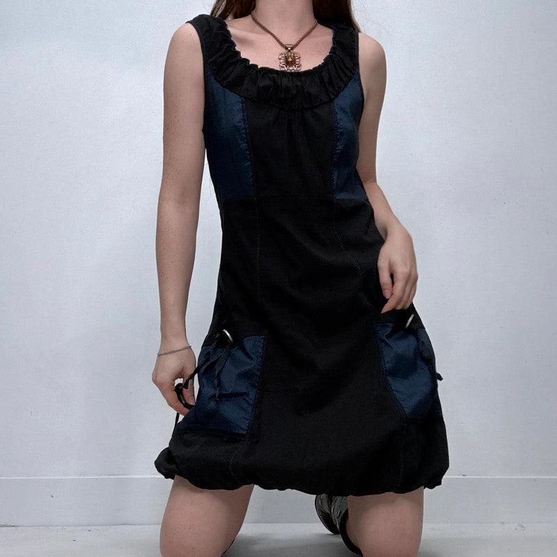 structured puff navy and black