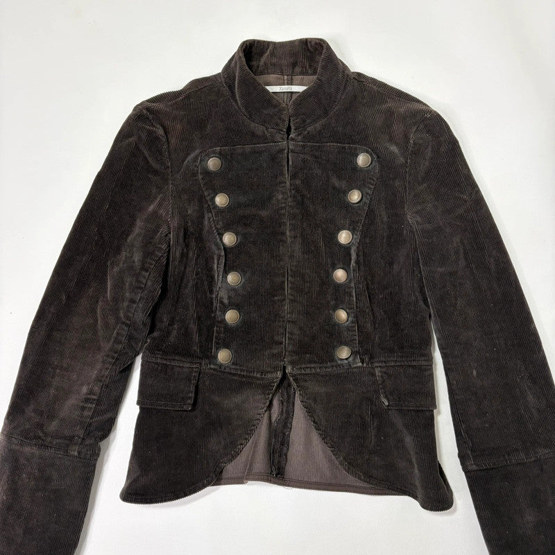 brown cord double breasted napolionic militray jacket