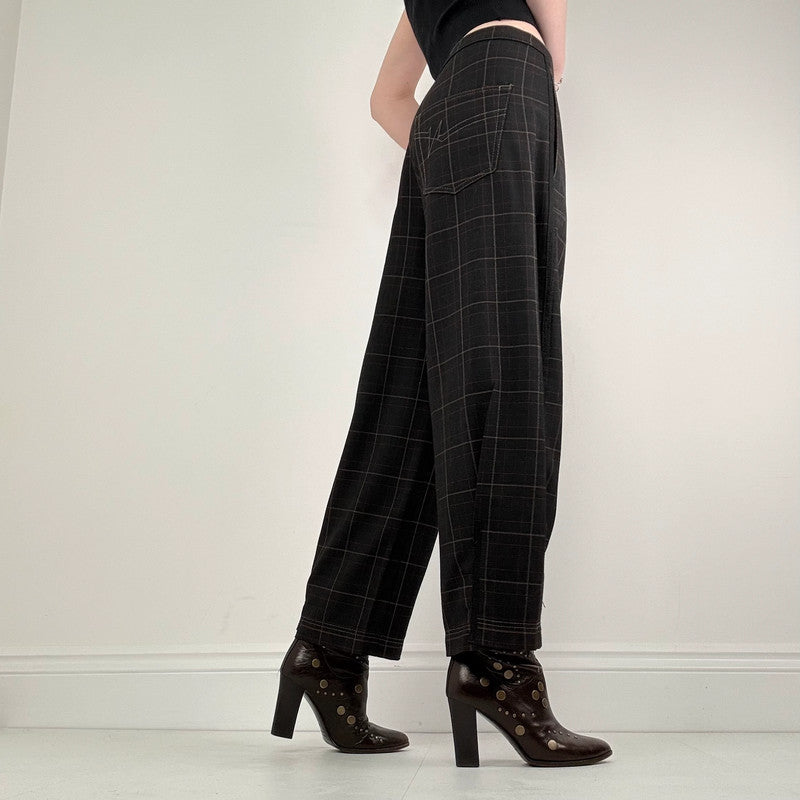 Cop Copine tartan asymmetric barrel trousers