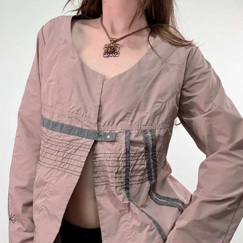 pink structured flared engineered shirt