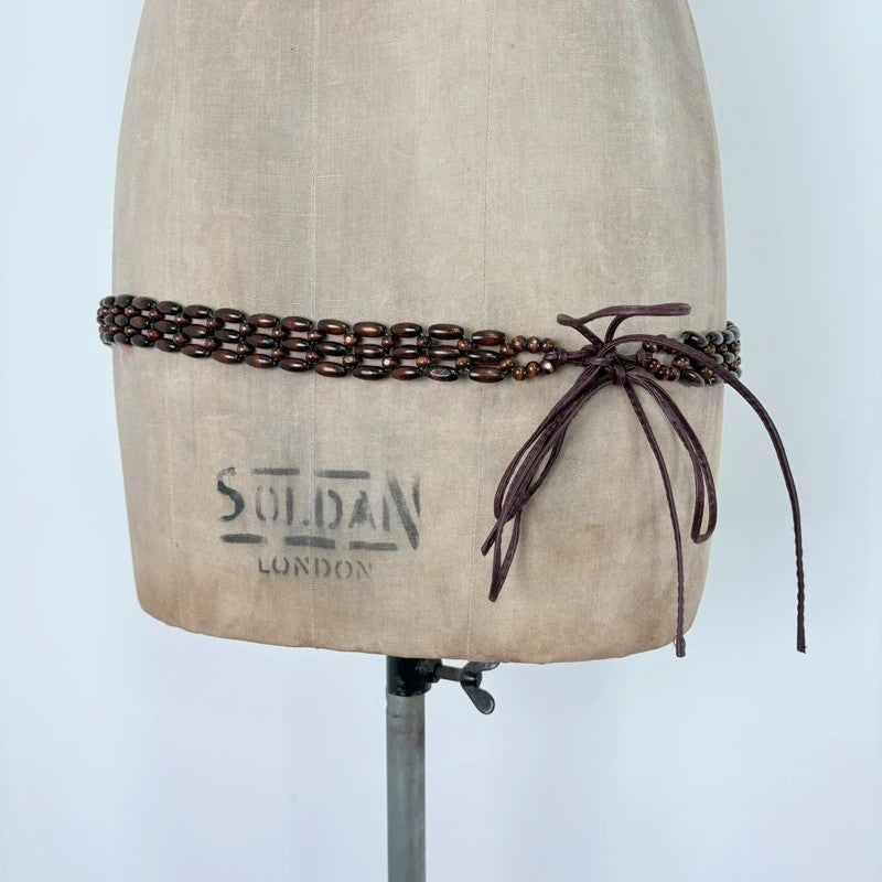 Brown beaded waist chain belt