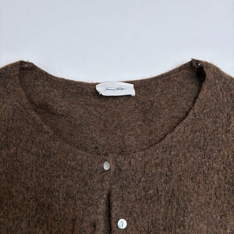 wide neck slouch brown cardigan