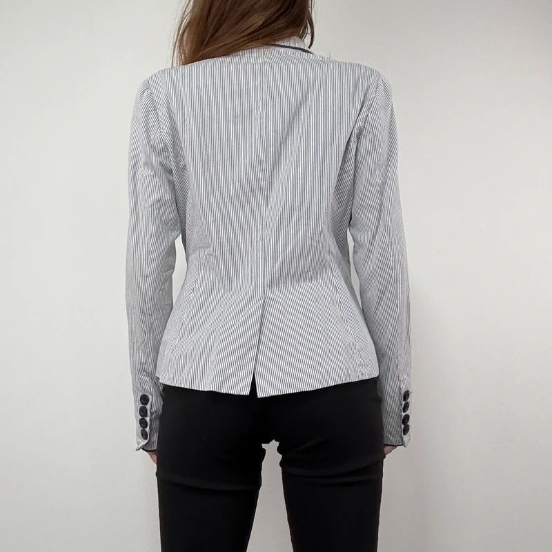 Pinstripe Flared Military Jacket