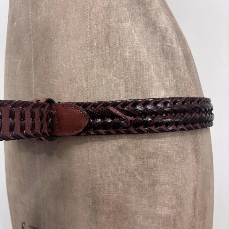 brown woven leather belt