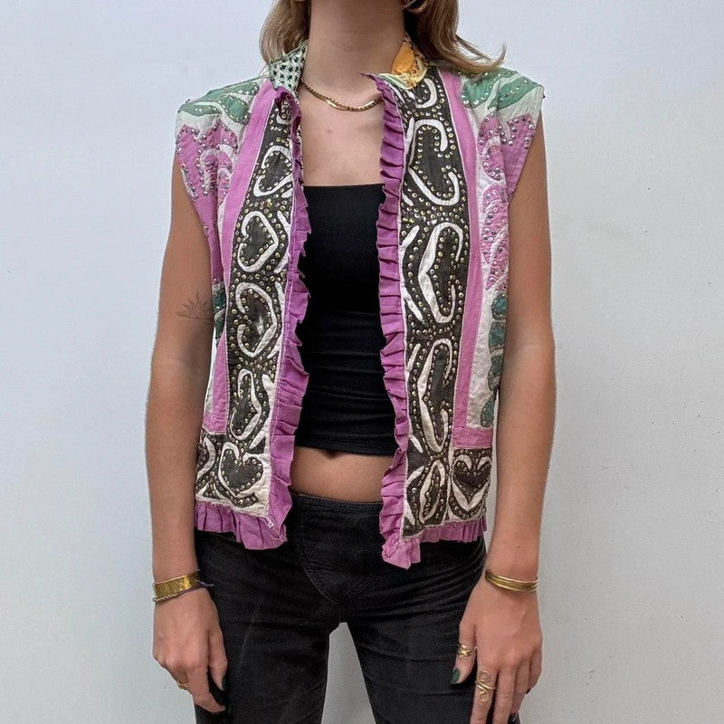 patterned paisley quilted waistcoat