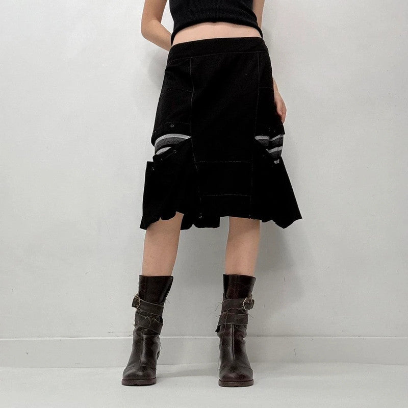 black puff midi skirt