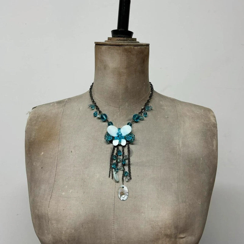 Butterfly fairy gemstone necklace