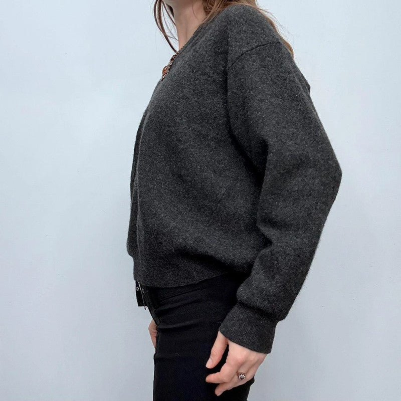 grey slouchy wool knitted jumper