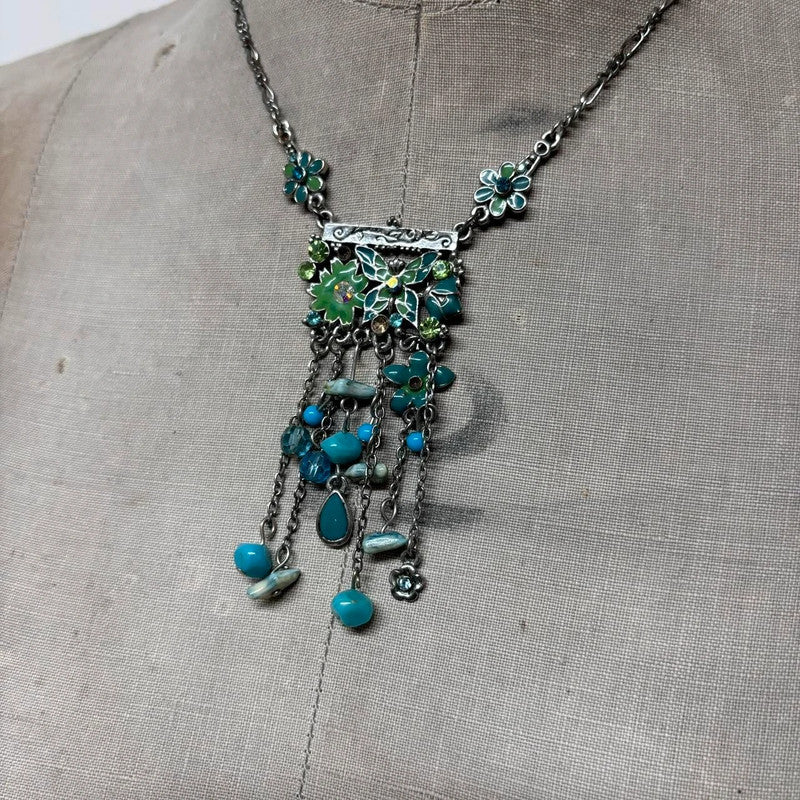 silver gemstone fairy summer necklace