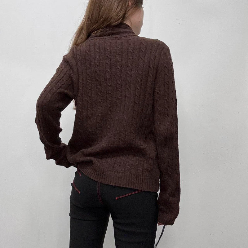 slouchy brown knit jumper