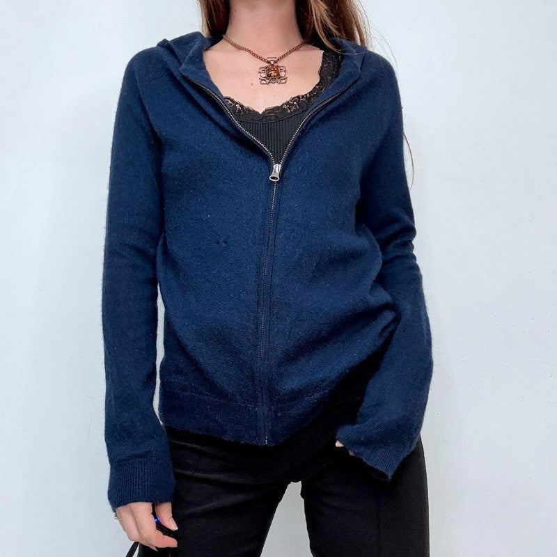 navy cashmere slouchy hoodie