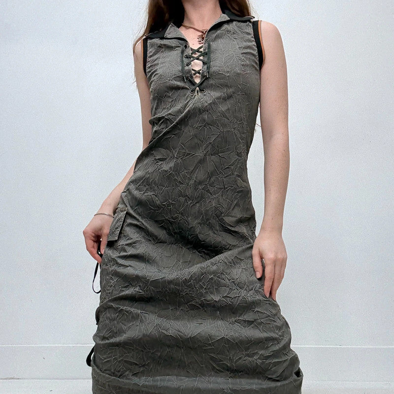 Cop copine distressed crinkle midi dress