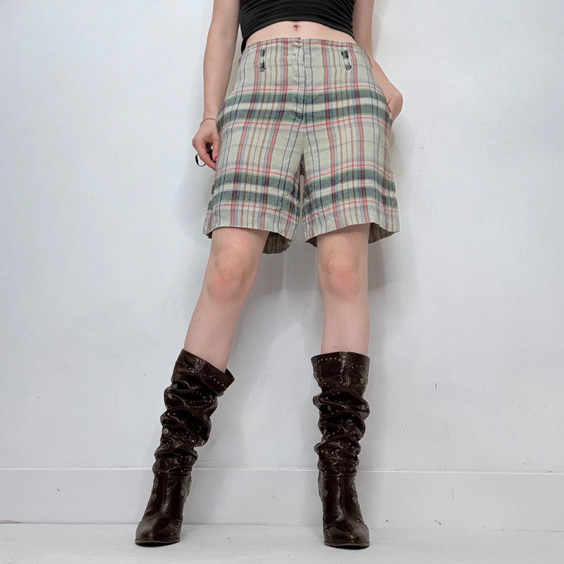 linen checked gingham shorts