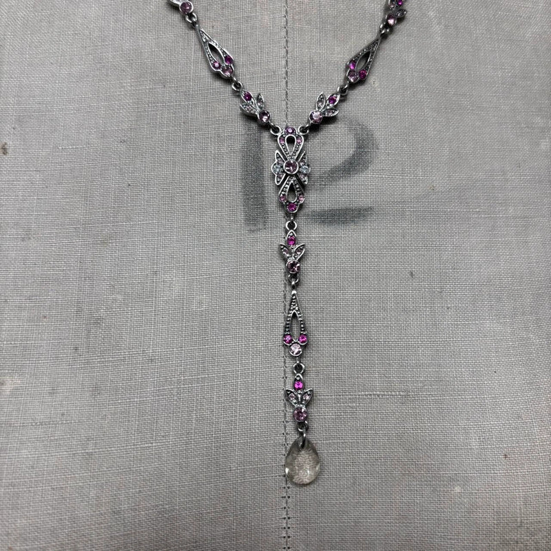 pink gemstone hanging fairy necklace