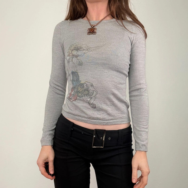 grey wool knit cashmere t-shirt