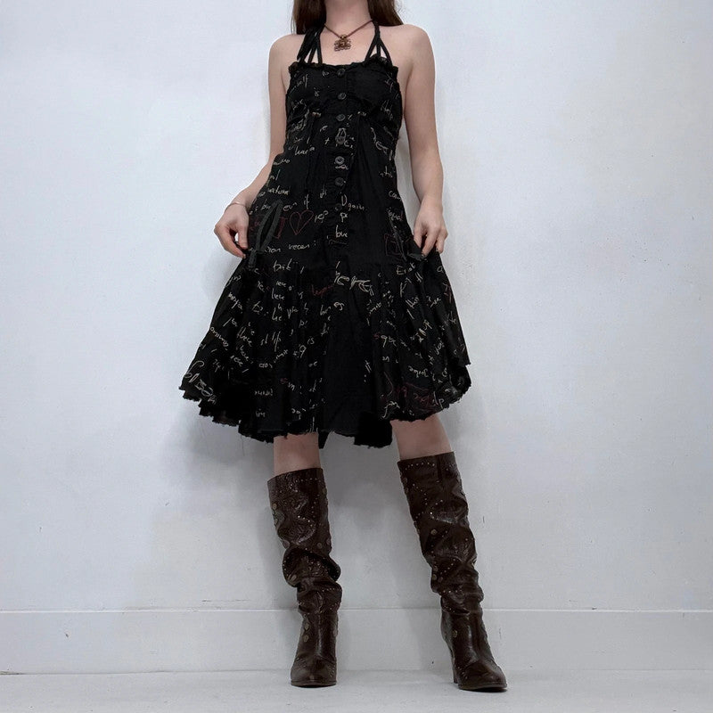 graphic printed text desigual flared dress