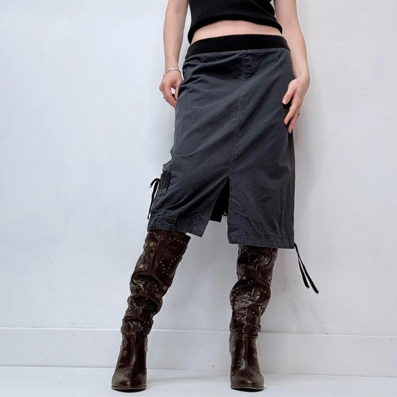 pinstripe low rise stretch waistband skirt