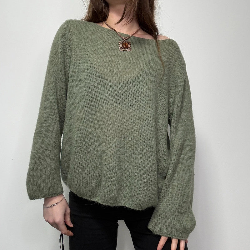 oversized slouchy green mohair jumper