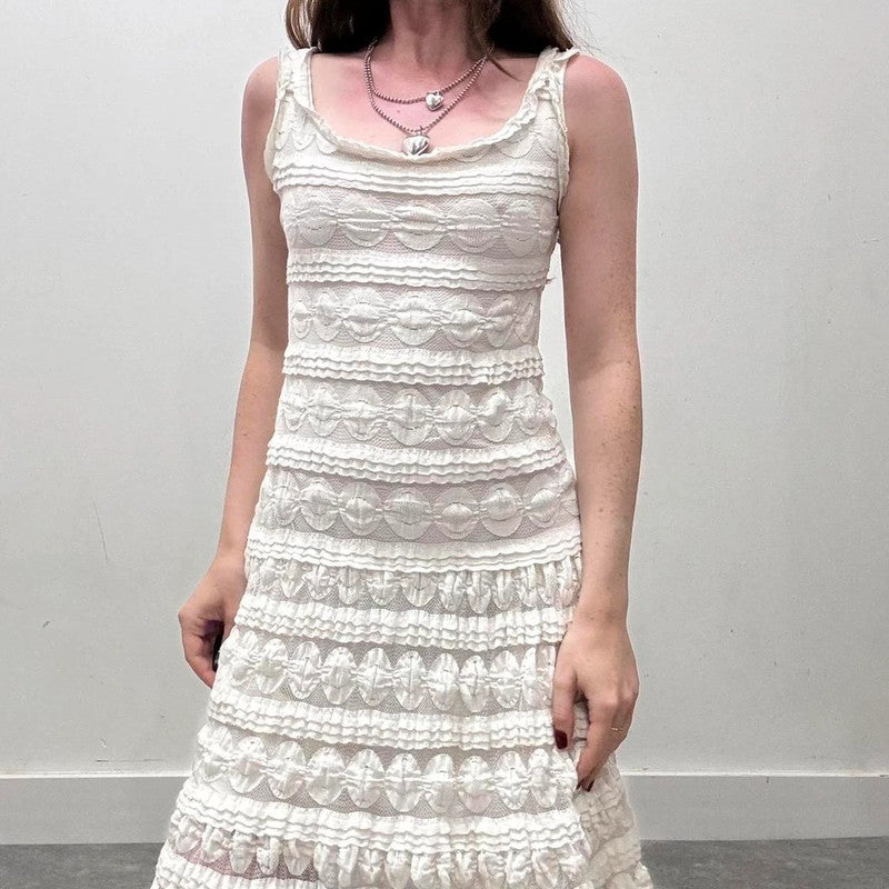 white lace flared coquette dress