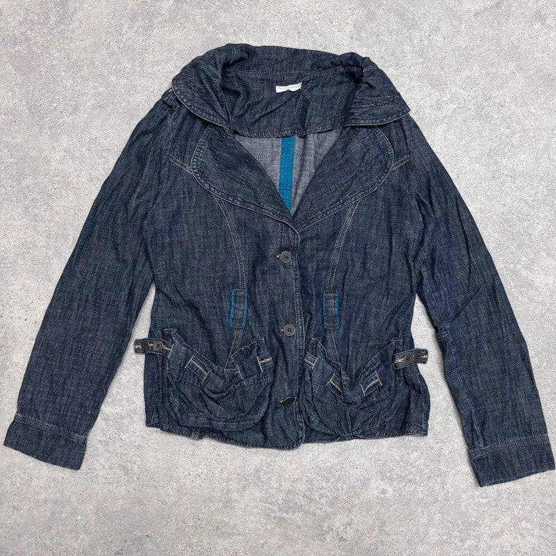 slouchy cargo denim blazer jacket