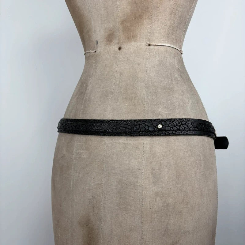 black leather eyelet cargo grunge belt