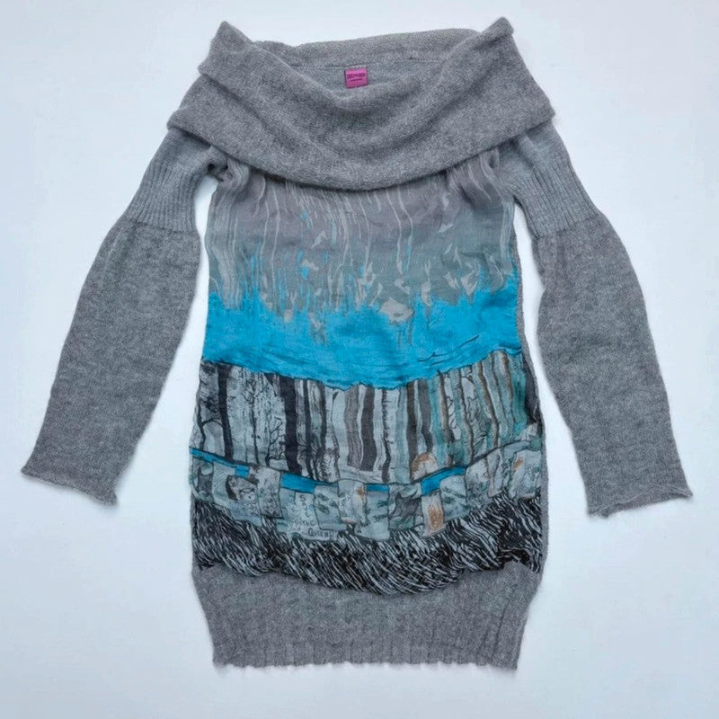 Save the queen graphic slouchy mohair knit dress