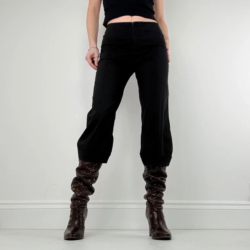 black cotton Cop Copine cropped structured trousers