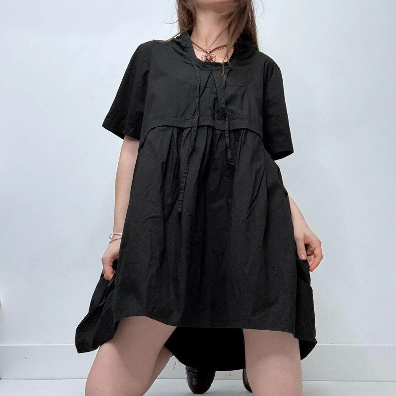 black puff balloon mini dress