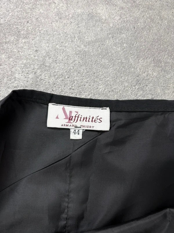 Black pleated puff maxi cargo skirt