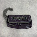 Eyelet studded purple chain 00s chain clutch