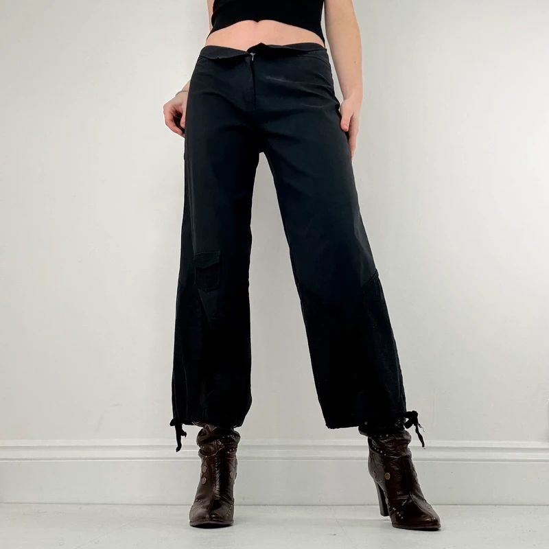 low rise wide leg capri pants
