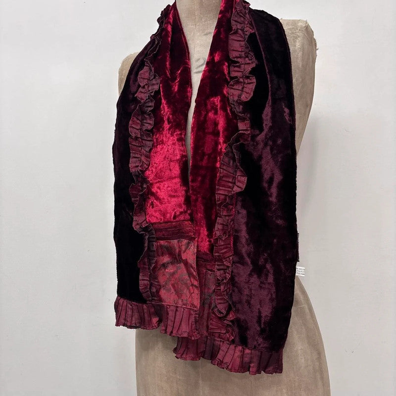 red velvet silk grunge scarf