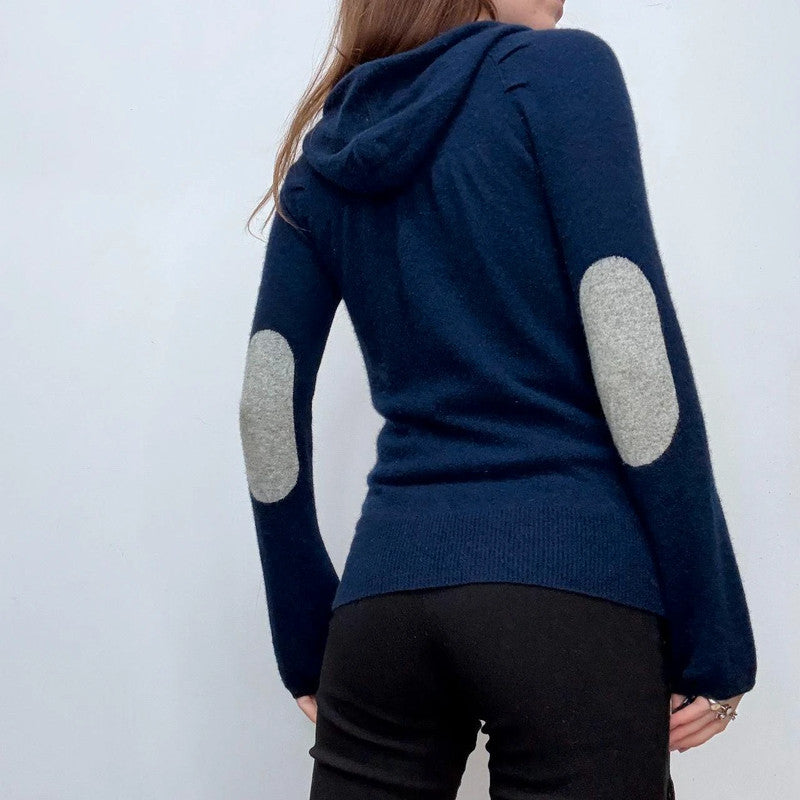 navy cashmere zip up hoodie