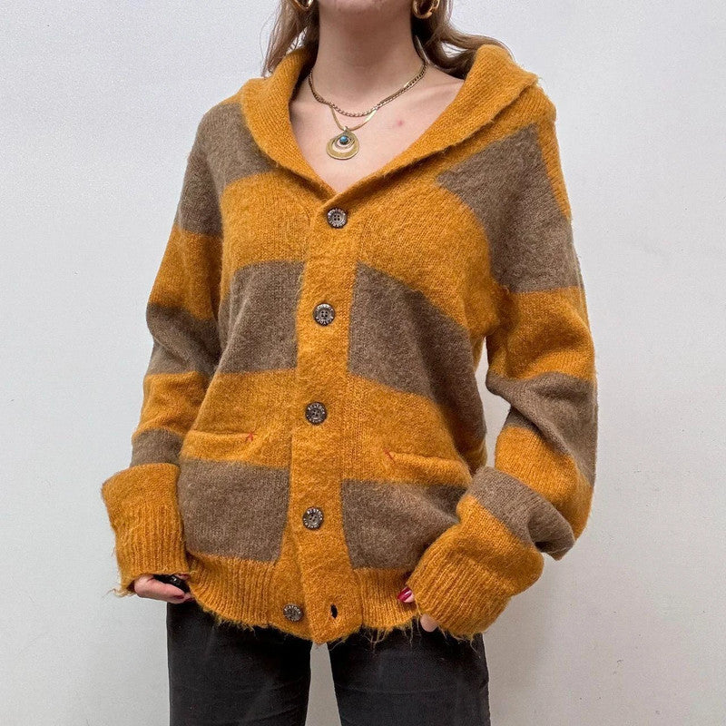 mohair stripped slouchy cardigan