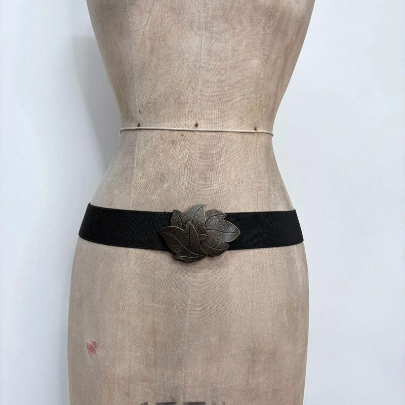 black stretch metal buckle belt