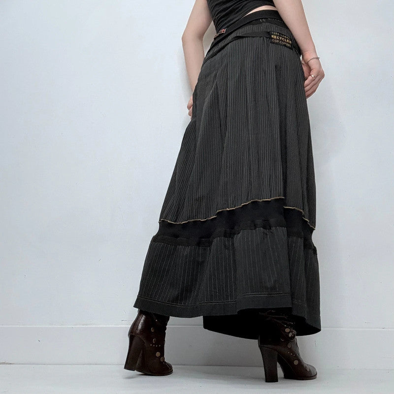 black Cop Copine pinstripe structured maxi skirt