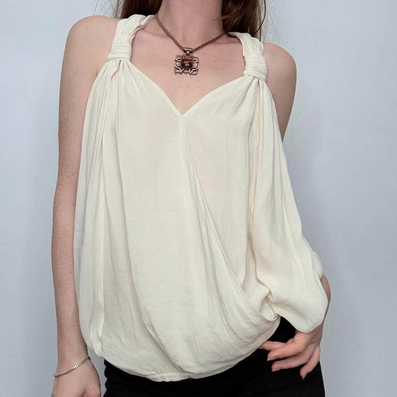 draped cream floaty knotted vest