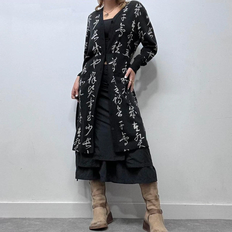 vintage japanese designer long wool cardigan
