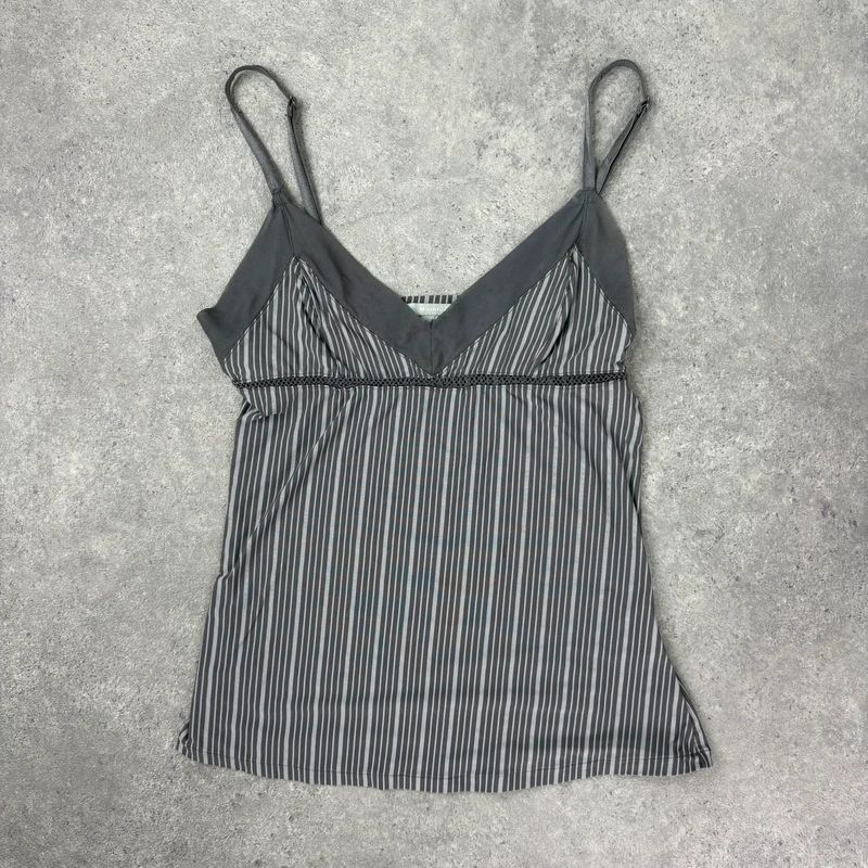 grey pinstripe cami fitted jersey vest top