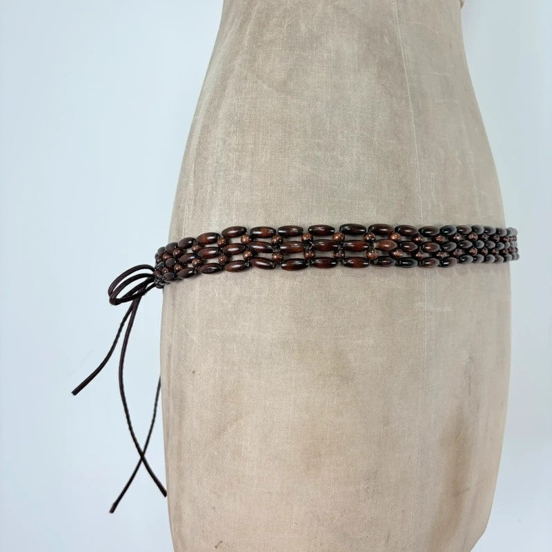 Brown beaded waist chain belt