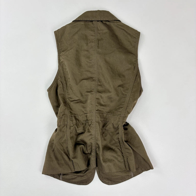 Khaki utility flared military waistcoat