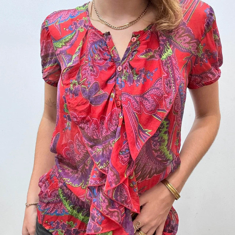 sheer floral silk paisley shirt