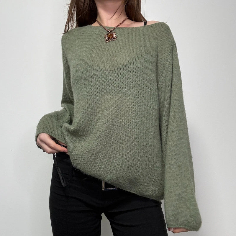 oversized slouchy green mohair jumper