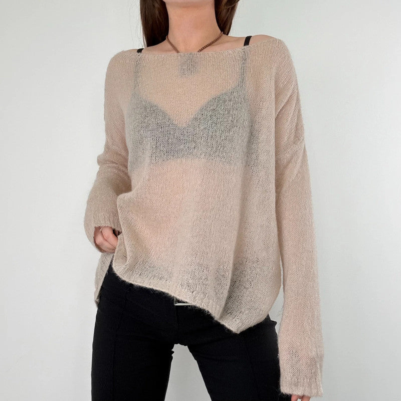sheer slouchy mohair knit jumper