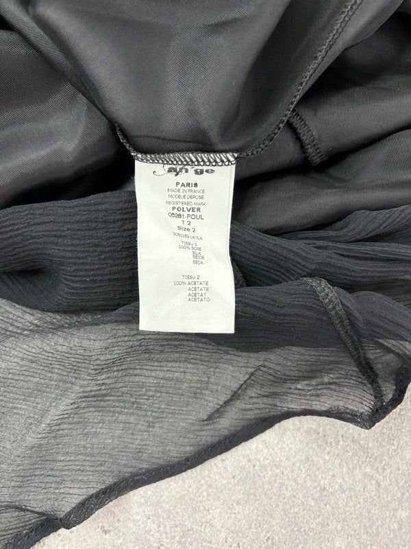 black silk bias cut layered flutter dress