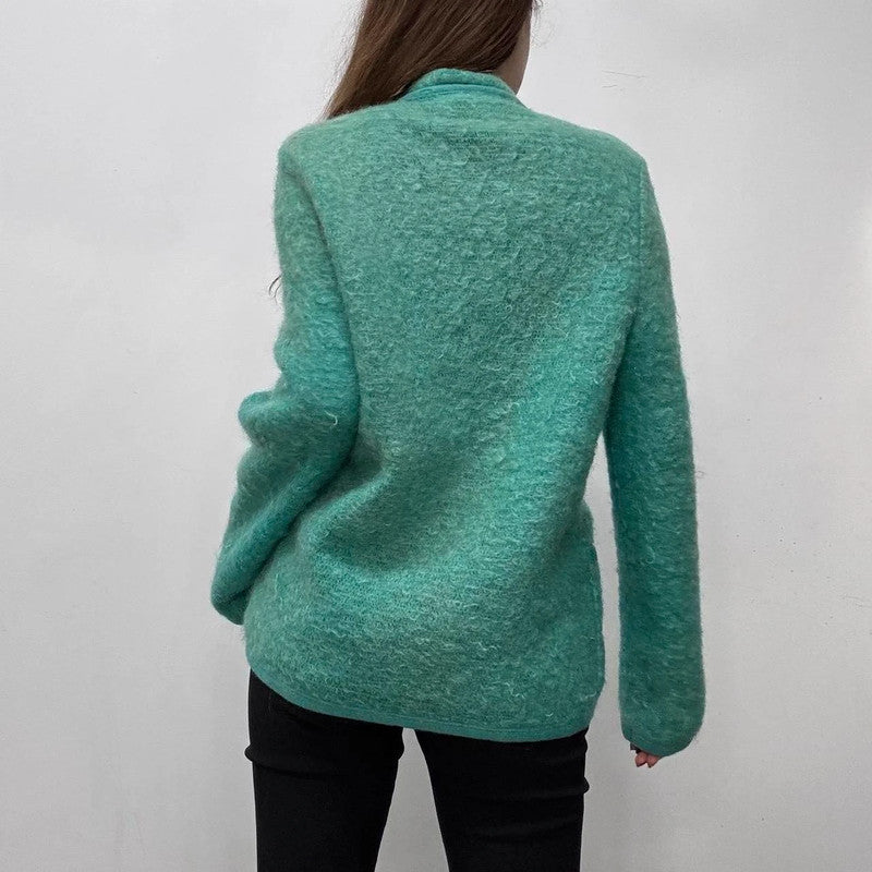 green slouchy wool cardigan